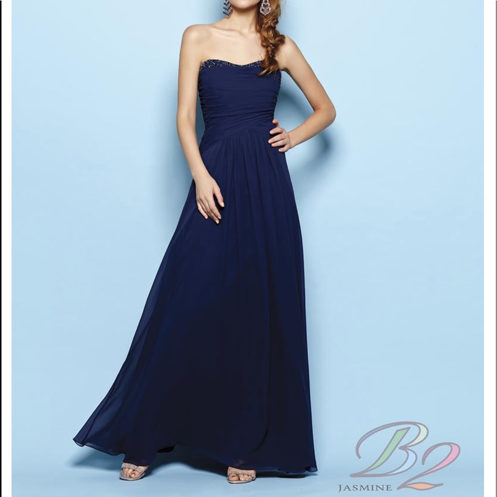 Cayman Blue sleeveless chiffon gown